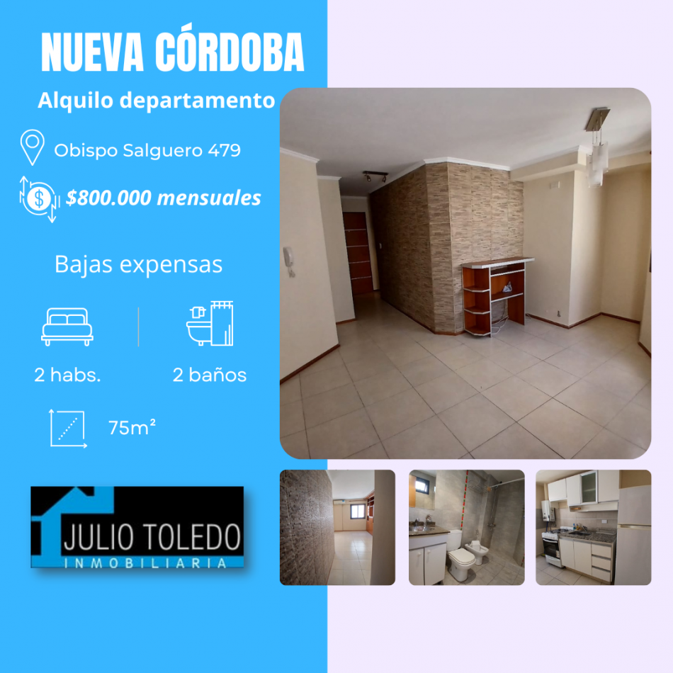 ALQUILO EN NUEVA CORDOBA HERMOSO DEPTO DE 2 DORMITORIOS Y 2 BAÑOS