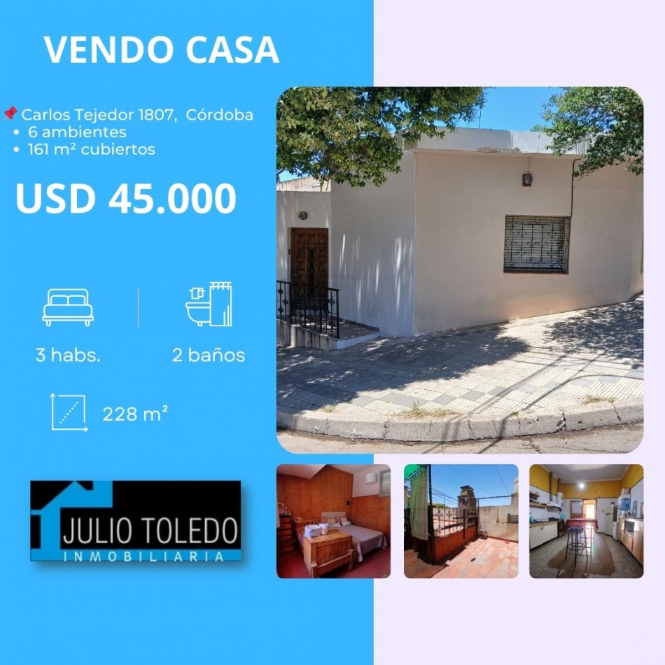 B° SARMIENTO: VENDO HERMOSA CASA ESQUINA DE 3 DORMITORIOS (MUY AMPLIA)