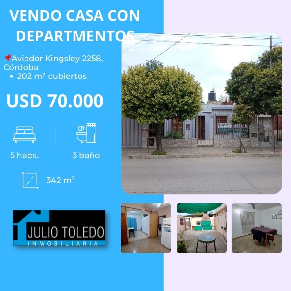 VILLA ADELA: VENDO IMPORTANTE CASA CON 2 DEPARTAMENTOS INTERNOS, IDEAL GERIATRICO O CONSULTORIOS MEDICOS