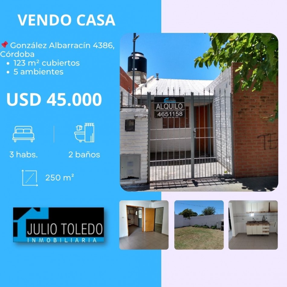 B° SAN ROQUE: VENDO HERMOSA CASA DE 3 DORMITORIOS CON AMPLIO PATIO A METROS DE LA PLAZA 