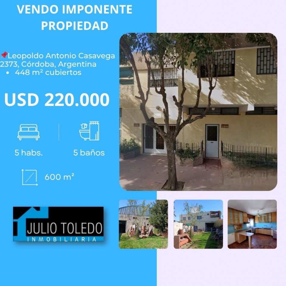 IDEAL INVERSOR: VENDO IMPONENTE CASA DE 4 DORMITORIOS+ DEPTO DE 1 DORMITORIO+ GALPON  A METROS DE CIRCUNVALACION Y AVDA. FUERZA AEREA