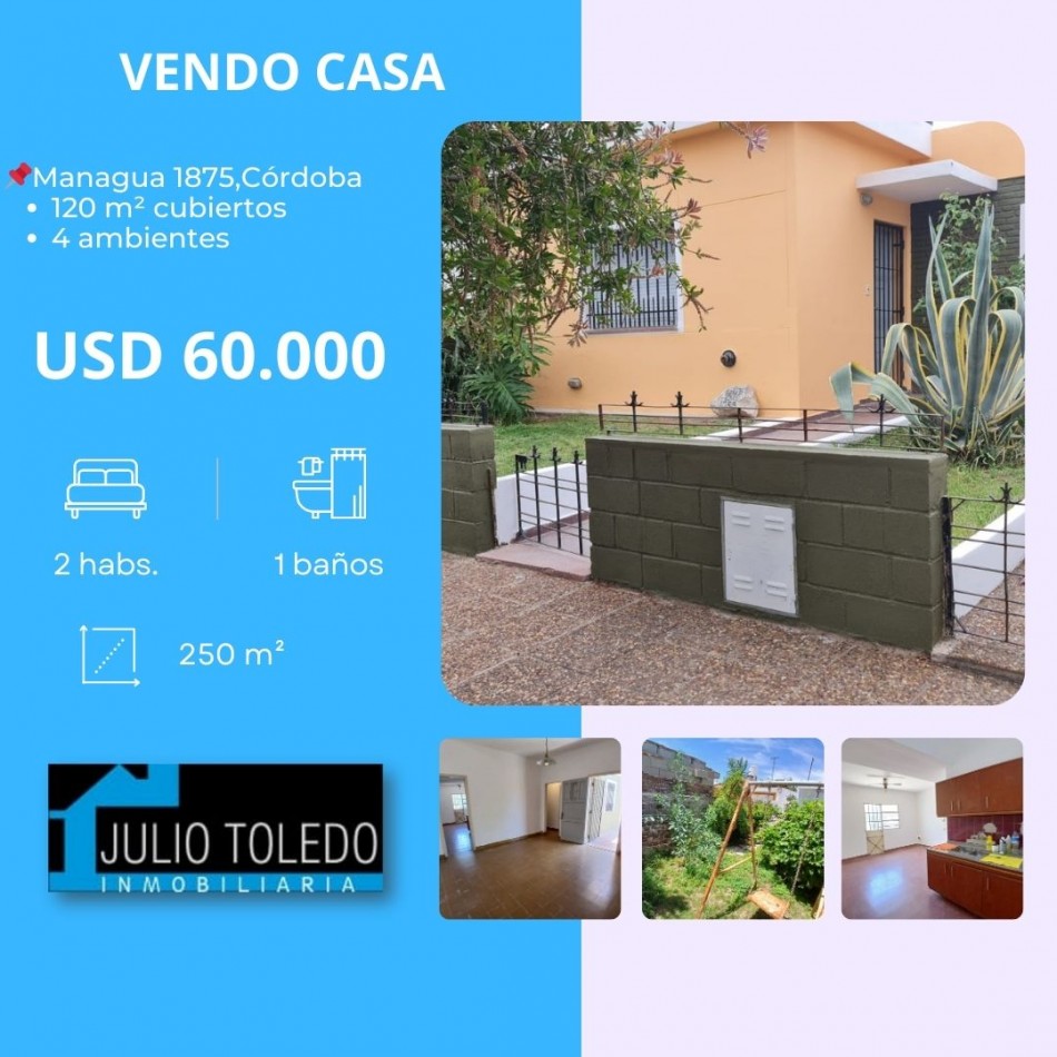 B° CENTROAMERICA: VENDO CASA DE 2 DORMITORIOS PARA REMODELAR (MEJOR ZONA)