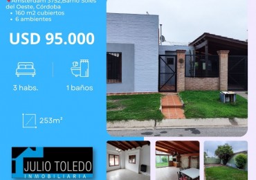 VENDO HERMOSA CASA DE 3 DORMITORIOS EN BARRIO PRIVADO SOLES DEL OESTE 