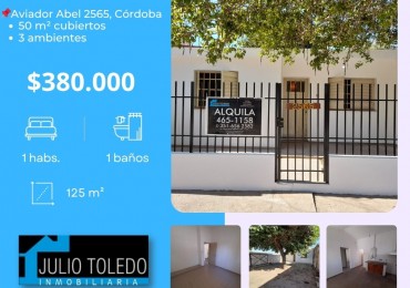 B° VILLA ADELA: ALQUILO DEPTO INTERNO DE 1 DORMITORIO CON PATIO